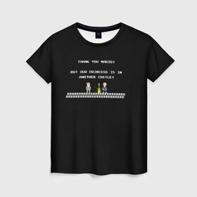 Женская футболка 3D с принтом Марио Ёршик в Санкт-Петербурге, 100% полиэфир ( синтетическое хлопкоподобное полотно) | прямой крой, круглый вырез горловины, длина до линии бедер | 8bit | dendy | game over | sega | super mario | ёршик | игра | прикол | ретро | супер марио