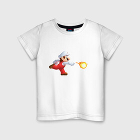 Детская футболка хлопок с принтом Mario в Санкт-Петербурге, 100% хлопок | круглый вырез горловины, полуприлегающий силуэт, длина до линии бедер | Тематика изображения на принте: dendy | games | mario | sega | лето 2021 | марио
