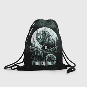 Рюкзак-мешок 3D с принтом Powerwolf в Санкт-Петербурге, 100% полиэстер | плотность ткани — 200 г/м2, размер — 35 х 45 см; лямки — толстые шнурки, застежка на шнуровке, без карманов и подкладки | heavy metal | metal | powerwolf | группы | метал | музыка | пауэр метал | рок | хеви метал