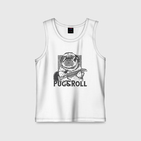 Детская майка хлопок с принтом Pug & Roll в Санкт-Петербурге,  |  | dog | drawing | guitar | music | pop art | pug | rock and roll | гитара | мопс | музыка | очки | пес | поп арт | рисунок | рок н ролл | собака