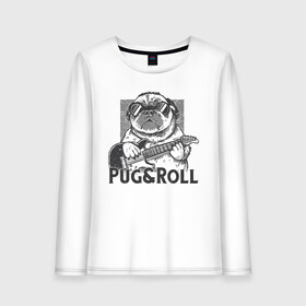 Женский лонгслив хлопок с принтом Pug & Roll в Санкт-Петербурге, 100% хлопок |  | Тематика изображения на принте: dog | drawing | guitar | music | pop art | pug | rock and roll | гитара | мопс | музыка | очки | пес | поп арт | рисунок | рок н ролл | собака