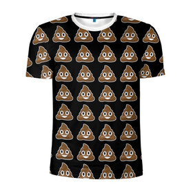 Мужская футболка 3D спортивная с принтом Pile of Poo on black в Санкт-Петербурге, 100% полиэстер с улучшенными характеристиками | приталенный силуэт, круглая горловина, широкие плечи, сужается к линии бедра | Тематика изображения на принте: emoji | pile of poo | poop | смайлик | эмодзи