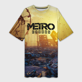 Платье-футболка 3D с принтом Metro Exodus в Санкт-Петербурге,  |  | 2033 | exodus | metro | metro 2033 | metro exodus | stalker | апокалипсис | диггер | дигеры | метро | разрушка | эпидемия