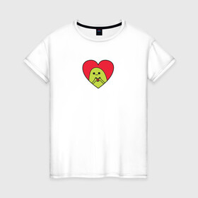 Женская футболка хлопок с принтом Сердечко в Санкт-Петербурге, 100% хлопок | прямой крой, круглый вырез горловины, длина до линии бедер, слегка спущенное плечо | love | любовь | отношения | сердечко | сердце | человечек | чувства