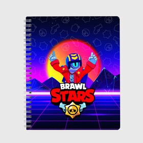 Тетрадь с принтом BRAWL STARS STU в Санкт-Петербурге, 100% бумага | 48 листов, плотность листов — 60 г/м2, плотность картонной обложки — 250 г/м2. Листы скреплены сбоку удобной пружинной спиралью. Уголки страниц и обложки скругленные. Цвет линий — светло-серый
 | Тематика изображения на принте: brawl stars | skin | stu | бравл старс | бравлеры | персонаж | приватный сервер | робот. | скин | сту