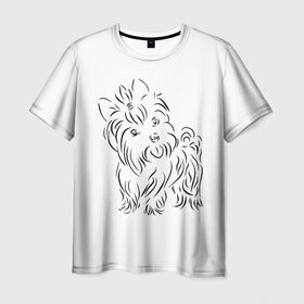 Мужская футболка 3D с принтом йорк в Санкт-Петербурге, 100% полиэфир | прямой крой, круглый вырез горловины, длина до линии бедер | Тематика изображения на принте: dog | гав | животные | йорк | йоркширский терьер | милота | собака | собачка | терьер | фауна | хвостик | щенок | язык
