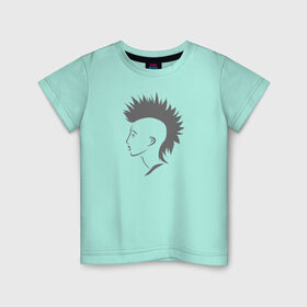 Детская футболка хлопок с принтом ирокез в Санкт-Петербурге, 100% хлопок | круглый вырез горловины, полуприлегающий силуэт, длина до линии бедер | punk | волосы | девушка | ирокез | красивая | лицо | панк | протест | профиль | рок | свобода | эпатаж