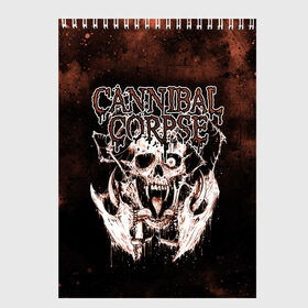 Скетчбук с принтом Cannibal Corpse в Санкт-Петербурге, 100% бумага
 | 48 листов, плотность листов — 100 г/м2, плотность картонной обложки — 250 г/м2. Листы скреплены сверху удобной пружинной спиралью | Тематика изображения на принте: canibal corpse | cannibal corpse | death metal | группы | дэт метал | канибал корпс | метал | рок