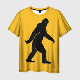 Мужская футболка 3D с принтом Йети в Санкт-Петербурге, 100% полиэфир | прямой крой, круглый вырез горловины, длина до линии бедер | bigfoot | yeti | бигфут | горилла | йети | обезьяна | силуэт