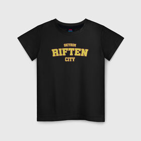 Детская футболка хлопок с принтом SKYRIM - RIFTEN CITY в Санкт-Петербурге, 100% хлопок | круглый вырез горловины, полуприлегающий силуэт, длина до линии бедер | riften | skyrim | tes | varsity | видеоигры | рифтен | скайрим