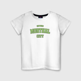 Детская футболка хлопок с принтом SKYRIM - MORTHAL CITY в Санкт-Петербурге, 100% хлопок | круглый вырез горловины, полуприлегающий силуэт, длина до линии бедер | morthal | skyrim | tes | varsity | видеоигры | морфал | скайрим