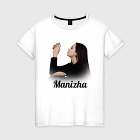 Женская футболка хлопок с принтом Манижа  Manizha в Санкт-Петербурге, 100% хлопок | прямой крой, круглый вырез горловины, длина до линии бедер, слегка спущенное плечо | manizha | далеровна | душанбе | евровидение | евровидение 2021 | манижа | певица | таджикистан | хамраева