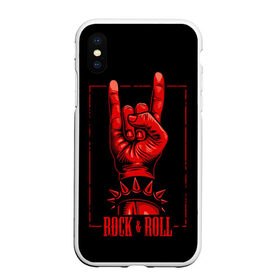 Чехол для iPhone XS Max матовый с принтом Rock & Roll в Санкт-Петербурге, Силикон | Область печати: задняя сторона чехла, без боковых панелей | rock  roll | знак рок | рок | рок н ролл | рука