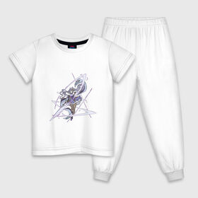 Детская пижама хлопок с принтом Кэ Цин в Санкт-Петербурге, 100% хлопок |  брюки и футболка прямого кроя, без карманов, на брюках мягкая резинка на поясе и по низу штанин
 | арт | ке цин | кэ цин | меч | мечник | мечница | милая девушка | рисунок | фиолетовый | электро
