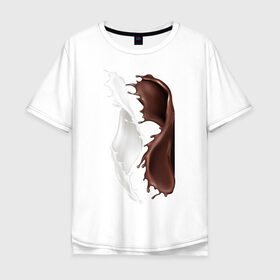 Мужская футболка хлопок Oversize с принтом Шоколад в Санкт-Петербурге, 100% хлопок | свободный крой, круглый ворот, “спинка” длиннее передней части | chocolate | dark | milk | молоко | темный | шоколад