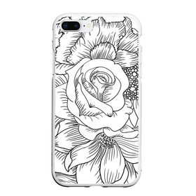 Чехол для iPhone 7Plus/8 Plus матовый с принтом Тату цветы в Санкт-Петербурге, Силикон | Область печати: задняя сторона чехла, без боковых панелей | белый | лилия | подсолнух | роза | тату | цветы | черный