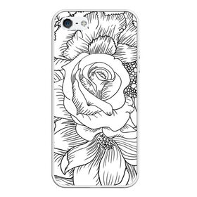 Чехол для iPhone 5/5S матовый с принтом Тату цветы в Санкт-Петербурге, Силикон | Область печати: задняя сторона чехла, без боковых панелей | белый | лилия | подсолнух | роза | тату | цветы | черный
