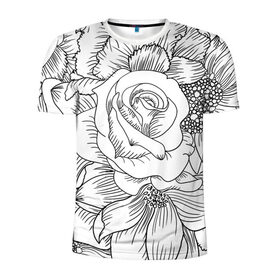 Мужская футболка 3D спортивная с принтом Тату цветы в Санкт-Петербурге, 100% полиэстер с улучшенными характеристиками | приталенный силуэт, круглая горловина, широкие плечи, сужается к линии бедра | Тематика изображения на принте: белый | лилия | подсолнух | роза | тату | цветы | черный