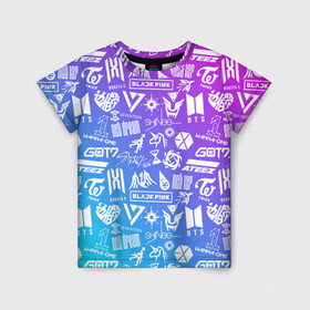 Детская футболка 3D с принтом K-POP | Лучшие Группы в Санкт-Петербурге, 100% гипоаллергенный полиэфир | прямой крой, круглый вырез горловины, длина до линии бедер, чуть спущенное плечо, ткань немного тянется | Тематика изображения на принте: ateez | bangtan | black pink | blackpink | boys | bts | exo | g dragon | got7 | jin | k pop | kpop | love | min yoon | monsta x | nct | seoul | seventeen | sninee | stray kids | straykids | suga | twice | арэм | бойбенд | бойбэнд | бтс | ви | вс
