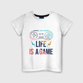 Детская футболка хлопок с принтом жизнь - игра в Санкт-Петербурге, 100% хлопок | круглый вырез горловины, полуприлегающий силуэт, длина до линии бедер | progamer | все игры | ешь спи играй повтори | игры | логотипы игр | сыграем в игру