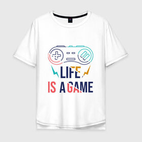 Мужская футболка хлопок Oversize с принтом жизнь - игра в Санкт-Петербурге, 100% хлопок | свободный крой, круглый ворот, “спинка” длиннее передней части | progamer | все игры | ешь спи играй повтори | игры | логотипы игр | сыграем в игру
