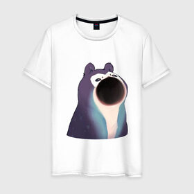 Мужская футболка хлопок с принтом Голодный зверь в Санкт-Петербурге, 100% хлопок | прямой крой, круглый вырез горловины, длина до линии бедер, слегка спущенное плечо. | pop cat | арт | бедна | голод | кот | кошка | мем | необычное животное | пасть | птица | рисунок | сова