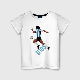 Детская футболка хлопок с принтом Diego Maradona в Санкт-Петербурге, 100% хлопок | круглый вырез горловины, полуприлегающий силуэт, длина до линии бедер | Тематика изображения на принте: argentina | maradona | messi | sport | аргентина | гол | диего | марадона | месси | мяч | рука бога | спорт | футбол | чемпион