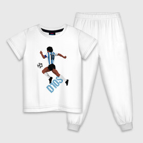 Детская пижама хлопок с принтом Diego Maradona в Санкт-Петербурге, 100% хлопок |  брюки и футболка прямого кроя, без карманов, на брюках мягкая резинка на поясе и по низу штанин
 | Тематика изображения на принте: argentina | maradona | messi | sport | аргентина | гол | диего | марадона | месси | мяч | рука бога | спорт | футбол | чемпион