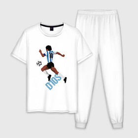 Мужская пижама хлопок с принтом Diego Maradona в Санкт-Петербурге, 100% хлопок | брюки и футболка прямого кроя, без карманов, на брюках мягкая резинка на поясе и по низу штанин
 | argentina | maradona | messi | sport | аргентина | гол | диего | марадона | месси | мяч | рука бога | спорт | футбол | чемпион