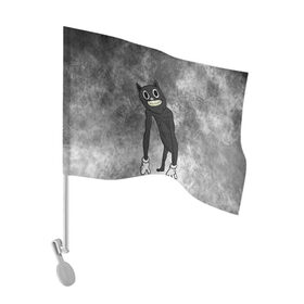 Флаг для автомобиля с принтом Cartoon cat в Санкт-Петербурге, 100% полиэстер | Размер: 30*21 см | cartoon cat | crazy | horror | kitty | monster | безумный | враг | животные | зверь | злодей | злой кот | зубы | картун кэт | киска | кот | кошак | монстр | мультяшный кот | оскал | персонаж | страшилки | сумасшедший