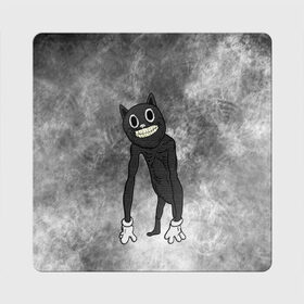 Магнит виниловый Квадрат с принтом Cartoon cat в Санкт-Петербурге, полимерный материал с магнитным слоем | размер 9*9 см, закругленные углы | cartoon cat | crazy | horror | kitty | monster | безумный | враг | животные | зверь | злодей | злой кот | зубы | картун кэт | киска | кот | кошак | монстр | мультяшный кот | оскал | персонаж | страшилки | сумасшедший
