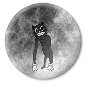 Значок с принтом Cartoon cat в Санкт-Петербурге,  металл | круглая форма, металлическая застежка в виде булавки | cartoon cat | crazy | horror | kitty | monster | безумный | враг | животные | зверь | злодей | злой кот | зубы | картун кэт | киска | кот | кошак | монстр | мультяшный кот | оскал | персонаж | страшилки | сумасшедший