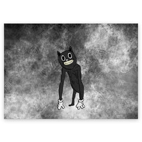 Поздравительная открытка с принтом Cartoon cat в Санкт-Петербурге, 100% бумага | плотность бумаги 280 г/м2, матовая, на обратной стороне линовка и место для марки
 | cartoon cat | crazy | horror | kitty | monster | безумный | враг | животные | зверь | злодей | злой кот | зубы | картун кэт | киска | кот | кошак | монстр | мультяшный кот | оскал | персонаж | страшилки | сумасшедший