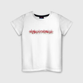 Детская футболка хлопок с принтом Красные цветы в Санкт-Петербурге, 100% хлопок | круглый вырез горловины, полуприлегающий силуэт, длина до линии бедер | вектор | картинки | лето | популярные | прикольные | природа | тренды | цветы