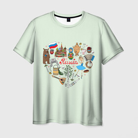 Мужская футболка 3D с принтом Россия в Санкт-Петербурге, 100% полиэфир | прямой крой, круглый вырез горловины, длина до линии бедер | балалайка | балерина | матрешка | медведь | россия | храм василия блаженого