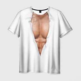 Мужская футболка 3D с принтом Идеальный Торс в Санкт-Петербурге, 100% полиэфир | прямой крой, круглый вырез горловины, длина до линии бедер | мускулы | мышцы | прес | рельеф | спорт | тело | торс