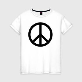 Женская футболка хлопок с принтом Символ  в Санкт-Петербурге, 100% хлопок | прямой крой, круглый вырез горловины, длина до линии бедер, слегка спущенное плечо | знак | мир | планета | свобода | символ