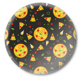 Значок с принтом Веганская пицца в Санкт-Петербурге,  металл | круглая форма, металлическая застежка в виде булавки | pizza | веганская пицца | вегетарианская пицца | пицца | пицца с овощами