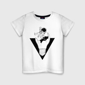 Детская футболка хлопок с принтом Космонавт падает в Санкт-Петербурге, 100% хлопок | круглый вырез горловины, полуприлегающий силуэт, длина до линии бедер | cosmonaut | граффити | космонавт | космонавт падает | космос | рисунок | тату | татуировки | чёрно белый рисунок