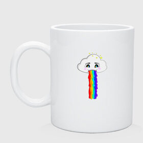 Кружка керамическая с принтом ОБЛАКО РАДУГА в Санкт-Петербурге, керамика | объем — 330 мл, диаметр — 80 мм. Принт наносится на бока кружки, можно сделать два разных изображения | cloud | rainbow | би | блюющее облако | летний | мем | мультяшный | радуга | разноцветный | юмор | яркий