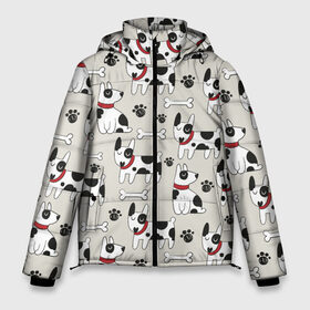 Мужская зимняя куртка 3D с принтом Собаки / Dogs в Санкт-Петербурге, верх — 100% полиэстер; подкладка — 100% полиэстер; утеплитель — 100% полиэстер | длина ниже бедра, свободный силуэт Оверсайз. Есть воротник-стойка, отстегивающийся капюшон и ветрозащитная планка. 

Боковые карманы с листочкой на кнопках и внутренний карман на молнии. | Тематика изображения на принте: dog | барбос | дворняга | друг человека | пёс | псина | собака | собачка | собачонка | четвероногий друг | шарик | щенок
