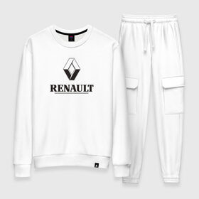 Женский костюм хлопок с принтом Renault Logo | Рено логотип в Санкт-Петербурге, 100% хлопок | на свитшоте круглая горловина, мягкая резинка по низу. Брюки заужены к низу, на них два вида карманов: два 