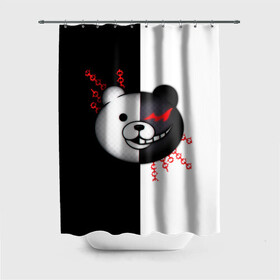 Штора 3D для ванной с принтом monokuma и епи в Санкт-Петербурге, 100% полиэстер | плотность материала — 100 г/м2. Стандартный размер — 146 см х 180 см. По верхнему краю — пластиковые люверсы для креплений. В комплекте 10 пластиковых колец | anime | danganronpa | enoshima | junko | monokuma | аниме | джунко | игра | манга | медведь | монокума | робот медведь | эношима