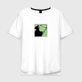 Мужская футболка хлопок Oversize с принтом Смерть и божья коровка в Санкт-Петербурге, 100% хлопок | свободный крой, круглый ворот, “спинка” длиннее передней части | death | божья коровка | монстр | скелет | череп