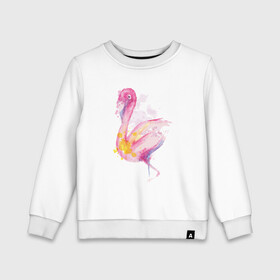 Детский свитшот хлопок с принтом Фламинго рисунок акварелью в Санкт-Петербурге, 100% хлопок | круглый вырез горловины, эластичные манжеты, пояс и воротник | africa | afrika | aquarel | bird | fashion | flamingo | paint | painted | pink flamingo | summer | watercolor | watercolour | акварельный рисунок | африка | красками | краски | лето | мода | нарисованный фламинго | птица | розовый фламинго | 