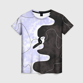 Женская футболка 3D с принтом Инь-Янь в Санкт-Петербурге, 100% полиэфир ( синтетическое хлопкоподобное полотно) | прямой крой, круглый вырез горловины, длина до линии бедер | yin yang | бесконечность | гармония | инь янь | противоположность