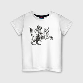 Детская футболка хлопок с принтом Верхом на Бабре в Санкт-Петербурге, 100% хлопок | круглый вырез горловины, полуприлегающий силуэт, длина до линии бедер | бабр | байкал | сибирь