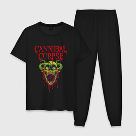 Мужская пижама хлопок с принтом Cannibal Corpse Труп Каннибала (Z) в Санкт-Петербурге, 100% хлопок | брюки и футболка прямого кроя, без карманов, на брюках мягкая резинка на поясе и по низу штанин
 | cannibal | cannibal corpse | corpse | death metal | deathgrind | demon | devil | алекс уэбстер | брутальный дэт метал | демон | дэт метал | дэтграйнд | пол мазуркевич | роб барретт | труп каннибала | череп
