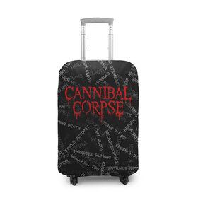 Чехол для чемодана 3D с принтом Cannibal Corpse | Songs (Z) в Санкт-Петербурге, 86% полиэфир, 14% спандекс | двустороннее нанесение принта, прорези для ручек и колес | cannibal | cannibal corpse | corpse | death metal | deathgrind | алекс уэбстер | брутальный дэт метал | дэт метал | дэтграйнд | пол мазуркевич | роб барретт | труп каннибала