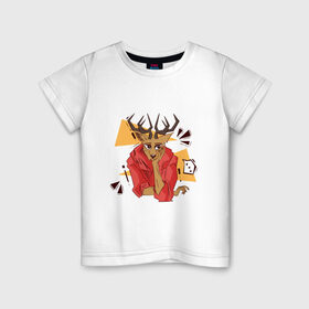 Детская футболка хлопок с принтом Выдающиеся звери Луис в Санкт-Петербурге, 100% хлопок | круглый вырез горловины, полуприлегающий силуэт, длина до линии бедер | аниме | волк | выдающиеся | заяц | звери | кролик | легоси | луис | олень | сезон | хару